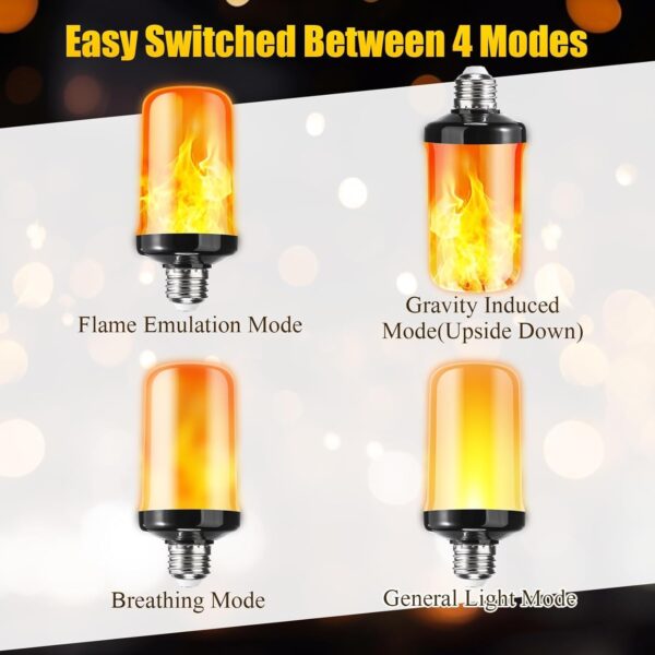 ASHASHA LED Flame Light Bulb, 4 Modes Flickering Fire Light Bulb with Upside Down Effect, Flame Bulb for Diwali, Halloween, Christmas, Party, Home Indoor Outdoor Lighting (Orange)