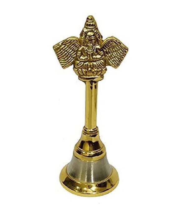 SOLINO Metal Hand Held Temple Bell Pooja Garud Ghanti.Religious and Spiritual Item.Height Inch 4 - Image 3