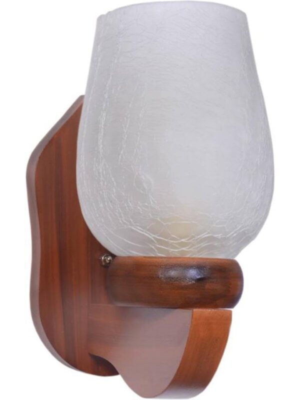 Somil Brown Wooden Wall Lamp with Hand- Decorated Glass Shade, Ideal for Indoor Lighting Decoration, 20 X 25 X 33 CM