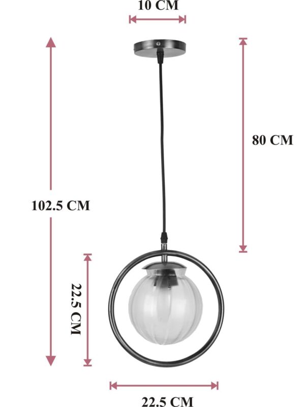 Somil Pendant Ceiling Light Hanging Lamp of Black and White Glass Shade and Round Metal Fitting, Led Compatible, Perfect for Indoor Lighting. Dia- 22.5 X 22.5 X 102.5 Cm, Pack of 4 - Image 6