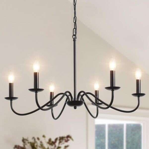 Chandni Décor Black Chandeliers Ceiling Lights Living Room, 6 Lights Pendant Light Fitting Industrial Ceiling Lighting for Kitchen Dining Room Bedroom Hall, etc.