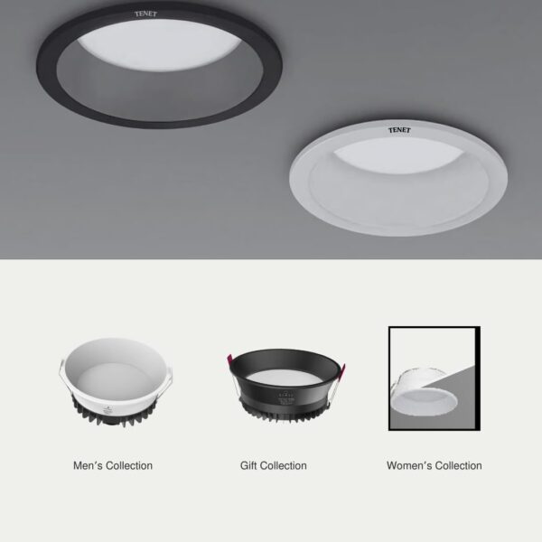 TENET Black LED Downlight | Circular Aluminum Ceiling Panel Light | Indoor Lighting for Living Room & Bedroom | Sleek Round Design with Diffuser and Heat Sinks (Natural White 4000K, Plastic, 22W) - Image 6