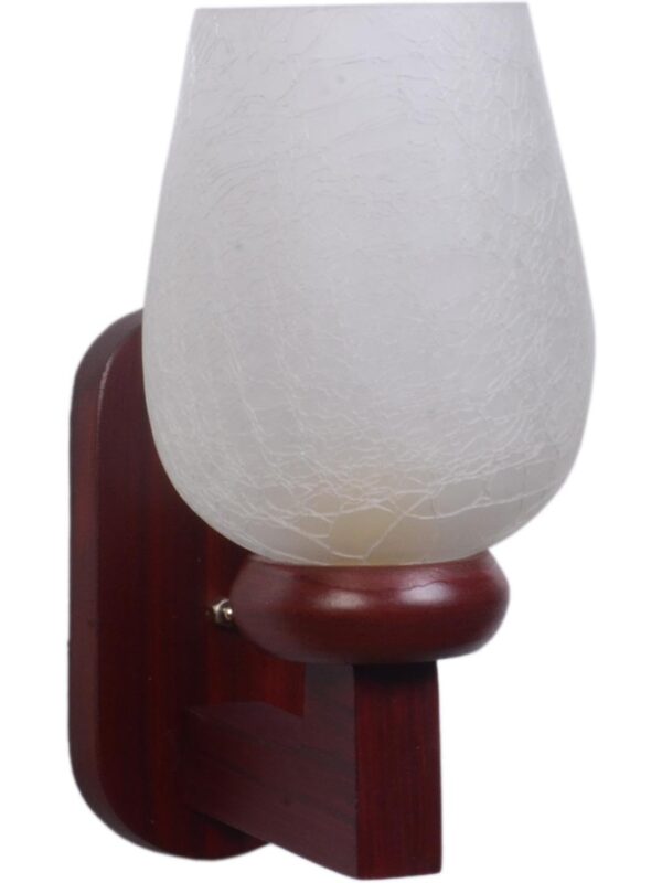 Somil Dark Brown Wooden Wall Lamp with Hand- Decorated Glass Shade, Ideal for Indoor Lighting Decoration, 18 X 26 X 29 CM