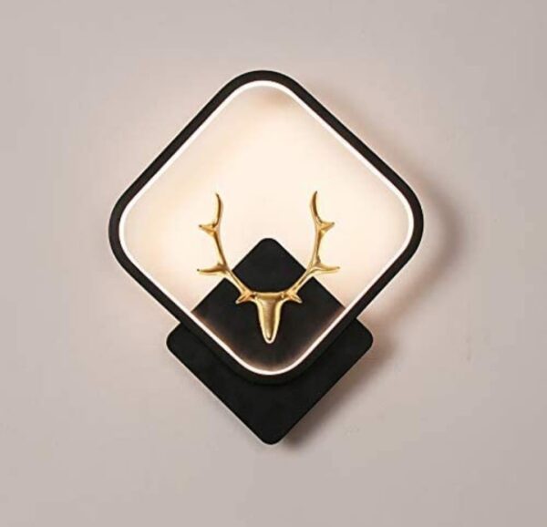 BrightLyt Aluminium Golden Deer LED Wall Lights Fixture, Indoor Decor Wall Lamp Lighting, Round Creative Simple Flush Mount Wall Mounted Sconces for Bedroom Restaurant