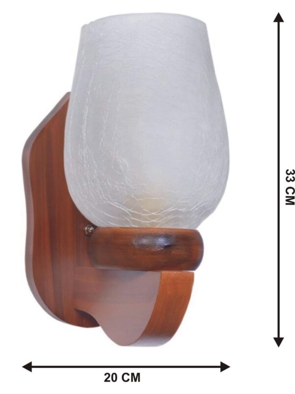 Somil Brown Wooden Wall Lamp with Hand- Decorated Glass Shade, Ideal for Indoor Lighting Decoration, 20 X 25 X 33 CM - Image 3