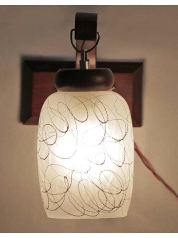 Somil Red Wood Pendant Wall Lamp with Hand- Decorated Glass Shade, Ideal for Indoor Lighting Decoration, 16 X 25 X 28.5 CM - Image 2