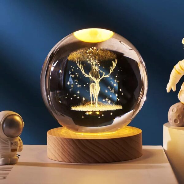 Cheet enterprise 3D DEER CRYSTAL BALL LIGHT USB Powered Bed Table Lamp LED Wooden Base for Indoor Lighting›Specialty Lighting›Night Lights Home Decoration [1 peak]