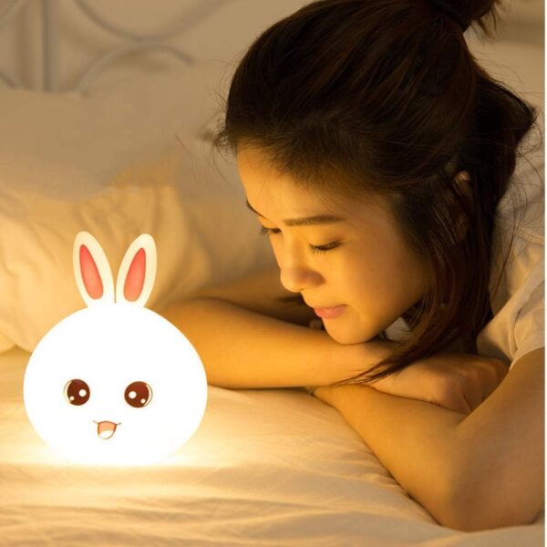 apotix Rechargeable LED Night Lamp with Stand - Bedroom Lighting for Kids & Adults, Indoor Use, Valentine Gift (RABIT Lamp) - Image 2