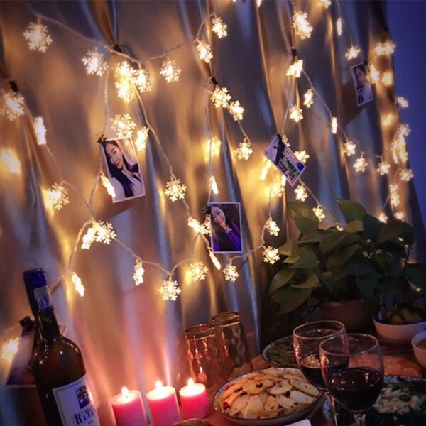 PESCA Snow Flake String Lights for Indoor Outdoor Decoration Diwali Light for Party Birthday Diwali Christmas Navratri Valentine Gift Home Decoration Light (6 Meter 30 LED, Warm White) - Image 7