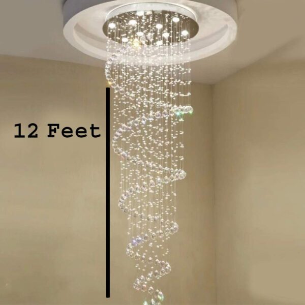 Sanleen Enterprises Raindrop Chandelier Lighting Modern Crystal Ceiling Lighting Width 20inch height12 Feet,Corded Electric for Living Room, Dining Room, Hotel, Wedding Hall (Multicolor) - Image 2