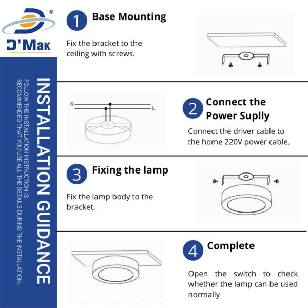 D'Mak Surface Mounted LED Light for Ceiling, 22-Watt Panel Light with IP50 Dust Proof, Energy Saving White Light for Indoor Use at Home and Office, and More, Fancy Round Lights Pack of 1, Aluminium - Image 4