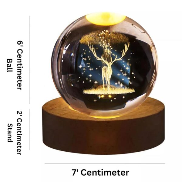 Cheet enterprise 3D DEER CRYSTAL BALL LIGHT USB Powered Bed Table Lamp LED Wooden Base for Indoor Lighting›Specialty Lighting›Night Lights Home Decoration [1 peak] - Image 2