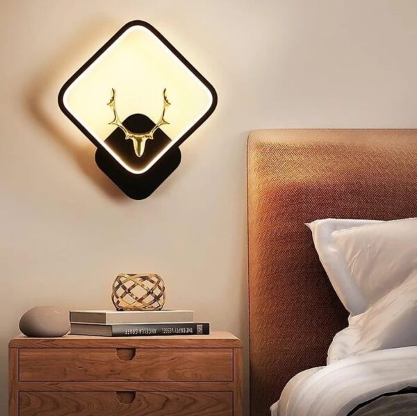 BrightLyt Aluminium Golden Deer LED Wall Lights Fixture, Indoor Decor Wall Lamp Lighting, Round Creative Simple Flush Mount Wall Mounted Sconces for Bedroom Restaurant - Image 2