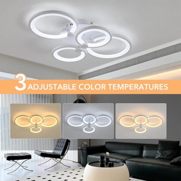 ELEPHANTBOAT® 36W Dimmable Ceiling Light for Living Room, 3-Color Round LED Ceiling Light with Remote Control, Flush Mount Lighting Fixture with 4 White Rings for Living Room Bedroom (2800-6000k) - Image 3