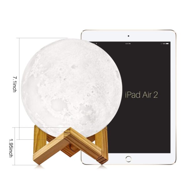 Rylan Moon Lamp 3D 7 Color Changing 15 Cm with Stand Moon Night Rechargeable LED Lamp with Stand for Bedroom Lights for Adults, Kids, Indoor Lighting, Valentine (Moon 15Cm, Pack of 1, Plastic) - Image 4