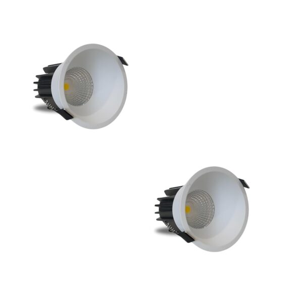 D'Mak 18W White Body LED Deep COB Light | Recessed LED Ceiling Light for Indoor Lighting (3in1, Pack of 2)