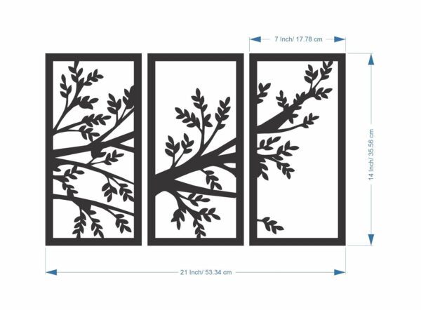 Sticker Hub 3 Panel Tree wall art mdf sheet, Home décor wall art, wall décor, interior design - Image 2