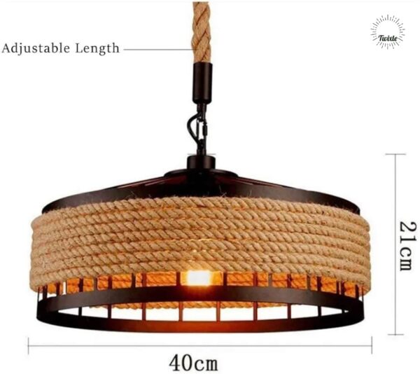 twixle Modern Rope Metal Basket Pendant Light, Retro Industrial Woven Handmade Hanging Ceiling Lamp for Living Room, Home, Bedroom, Indoor & Outdoor Lighting(Set of 2) (with Bulb) - Image 5