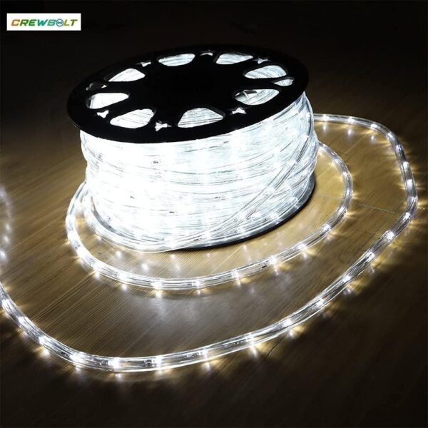 CREWBOLT 8 Meter Waterproof LED Rope Strip Lights | White Outdoor & Indoor Lighting for Balcony, Home, Festive Décor | Diwali, Ceiling Cove Lighting