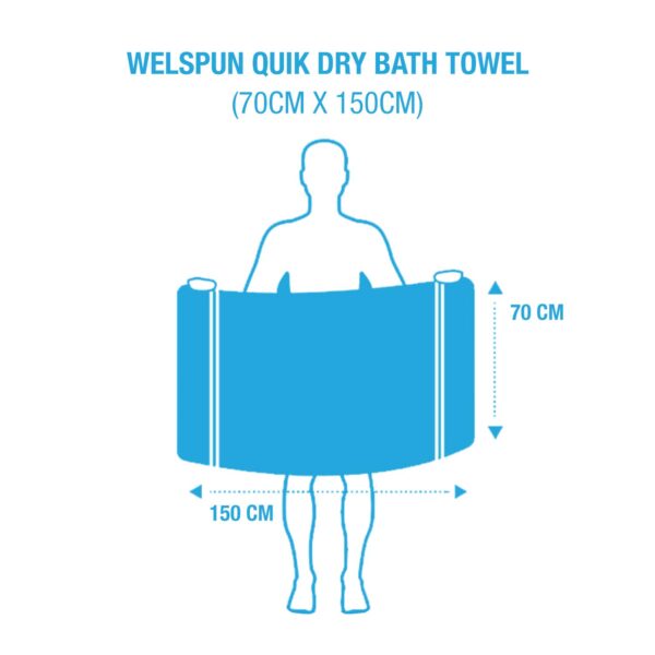 WELSPUN Quik Dry Bath Towel| 100% Cotton | Soft, Fluffy & Super Absorbent | Colour: White| for Men, Women & Kids | 375 GSM | Contents: 1 Extra Large Bath Towel | Size: 70cm X 150 cm | Made in India - Image 5