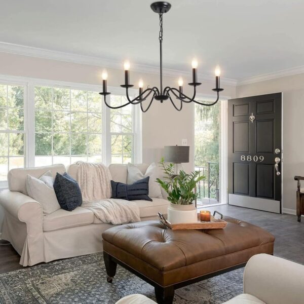 Chandni Décor Black Chandeliers Ceiling Lights Living Room, 6 Lights Pendant Light Fitting Industrial Ceiling Lighting for Kitchen Dining Room Bedroom Hall, etc. - Image 2