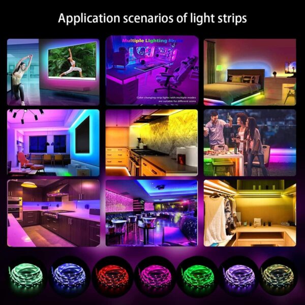 FLYNGO 5 Meter 5050 LED Strip Lights, 300 Led RGB Strip Light with Adaptor, Operated with 16 Modes Remote Controller Multicolor LED Lights for Home Decoration, Diwali, Ceiling, TV (RBG) - Image 8