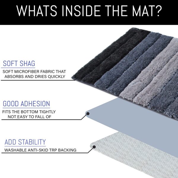 Amazon Brand - Umi Luxury Bath Mat - Anti-Slip, Microfiber Super Soft, Washable - Bathroom Mat for Home, Living-Room (40x60 cm, Shadow) - Image 3