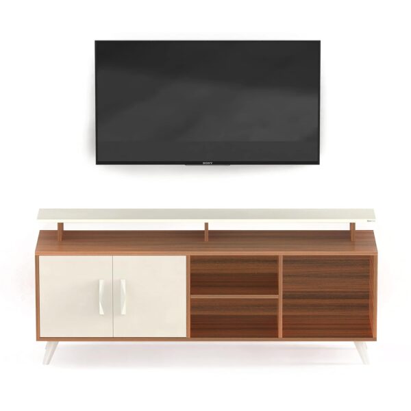 BLUEWUD Skiddo Engineered Wood TV Entertainment Unit Set Top Box Stand/TV Cabinet with Shelves for Books & Décor Display Unit Bed Living Room Upto 55 Inches - DIY (Walnut & White) - Image 8