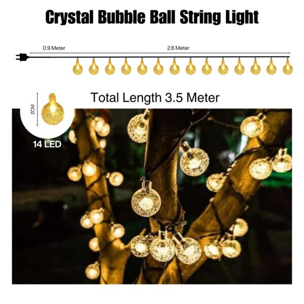 NIYAMAX Crystal Bubble Ball String LED Lights for Home Decoration String Fairy Lights - Transform Your Diwali, Christmas & Room Decoration with Enchanting Multi Lighting (3 Meter 14 led,Yellow) - Image 3