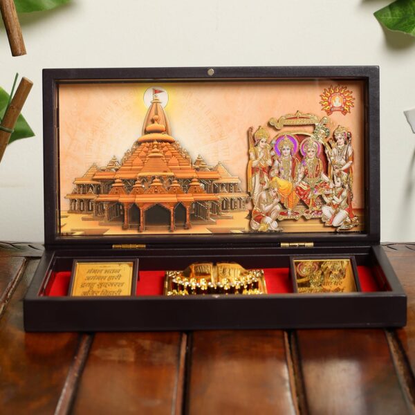 Ram Darbar Charan Paduka Temple Hindu Religious Gift for Spiritual Blessings, Perfect for Diwali - Footprint Box Idol