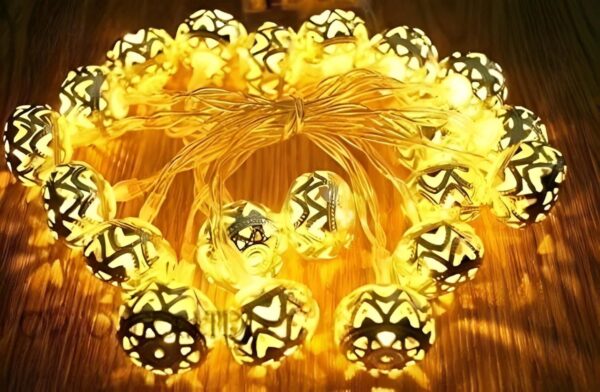 TrendX 14 LED 3.5 Meter Decorative Ball Shape Golden Metal String Lights Fairy Lights Decorative Lights for Home Marriage New-Year Temple Bedroom Birthday Festivals Indoor Warm Lighting (Pack of 1)