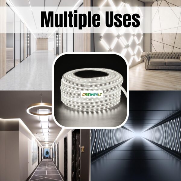 CREWBOLT 8 Meter Waterproof LED Rope Strip Lights | White Outdoor & Indoor Lighting for Balcony, Home, Festive Décor | Diwali, Ceiling Cove Lighting - Image 4