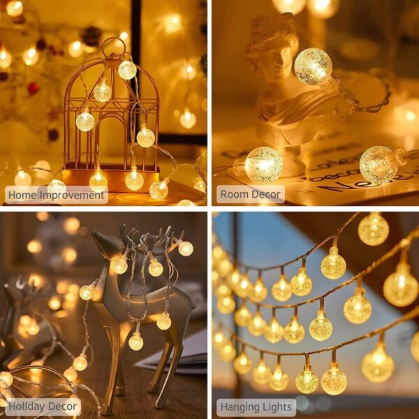 NIYAMAX Crystal Bubble Ball String LED Lights for Home Decoration String Fairy Lights - Transform Your Diwali, Christmas & Room Decoration with Enchanting Multi Lighting (3 Meter 14 led,Yellow) - Image 6