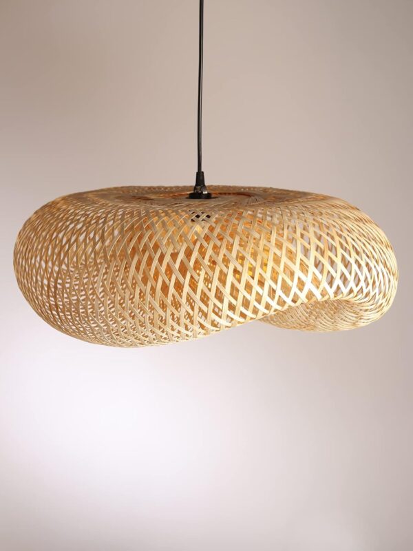 Habere India-All the Cultures Fabricating India Bamboo Lampshade | Bamboo Pendant Lights | Boho Lampshade | Cane Lampshade | Rattan Lamp Shade | Wicker Lamps (Length 60 CM, Width 41 CM, Height 22 CM) - Image 4