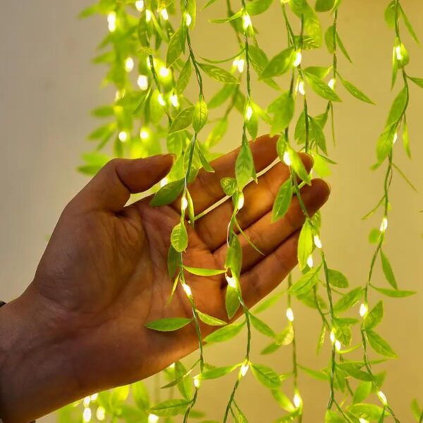 TechPride 200 LED Leaf Curtain String Lights, 8 Modes Fairy Hanging Lights for Bedroom, Wedding, Party, Home Garden, Outdoor & Indoor Wall Decorations Twinkle Lights, Warm White (PG-69)