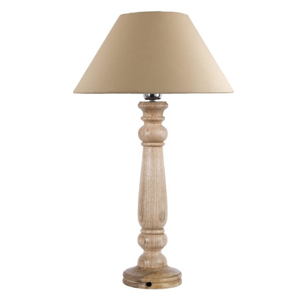 Homesake ® Mabel Rustic Wood Table Lamp with Golden Shade - Beige - Image 2