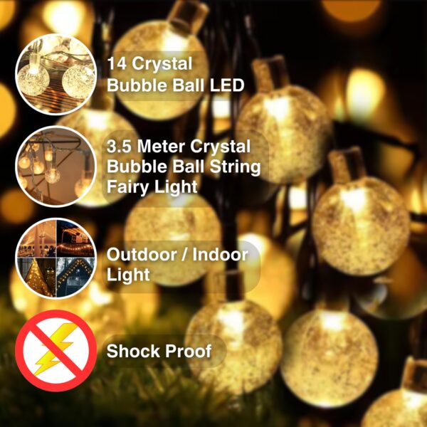 NIYAMAX Crystal Bubble Ball String LED Lights for Home Decoration String Fairy Lights - Transform Your Diwali, Christmas & Room Decoration with Enchanting Multi Lighting (3 Meter 14 led,Yellow) - Image 4