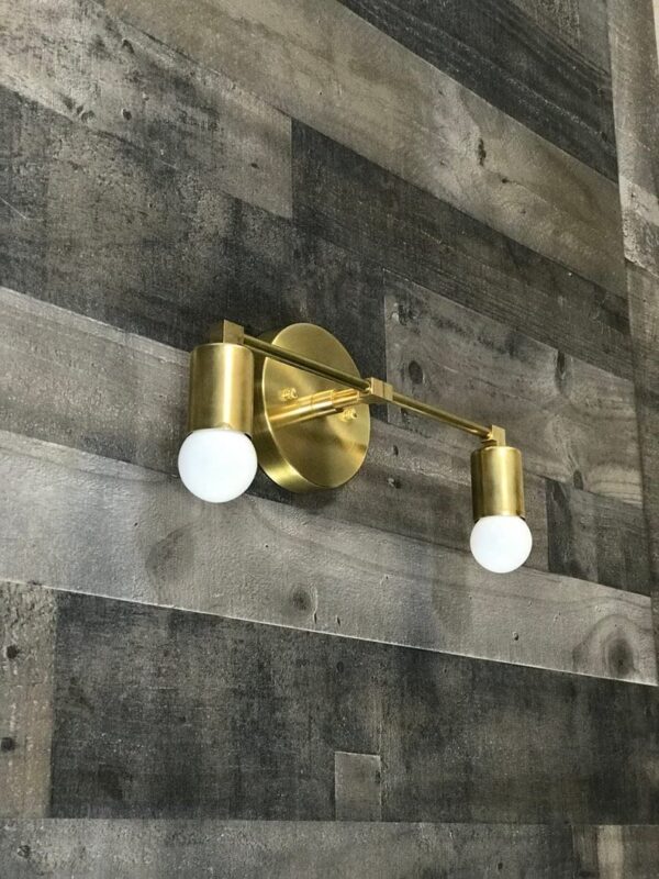 Antique Designer 2-Light Wall Sconce - Gold Finish Industrial Exposed Bulb Lamp for Home, Bedroom, & Office Indoor Lighting Decor