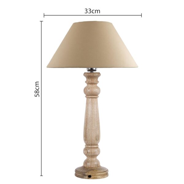 Homesake ® Mabel Rustic Wood Table Lamp with Golden Shade - Beige - Image 4