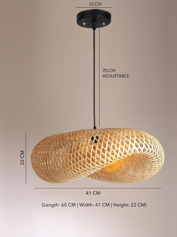 Habere India-All the Cultures Fabricating India Bamboo Lampshade | Bamboo Pendant Lights | Boho Lampshade | Cane Lampshade | Rattan Lamp Shade | Wicker Lamps (Length 60 CM, Width 41 CM, Height 22 CM) - Image 5