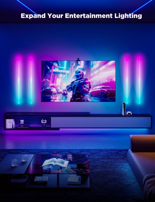 Govee Glide RGBIC Wall Lights, Smart Gaming LED Lights Compatible with Alexa and Google Assistant, RGB Light Bar, LED Wall Lights for Bedroom, Set of 2 Panels (3 Sections/Panel) - Image 2