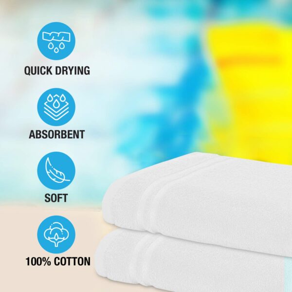 WELSPUN Quik Dry Bath Towel| 100% Cotton | Soft, Fluffy & Super Absorbent | Colour: White| for Men, Women & Kids | 375 GSM | Contents: 1 Extra Large Bath Towel | Size: 70cm X 150 cm | Made in India - Image 2