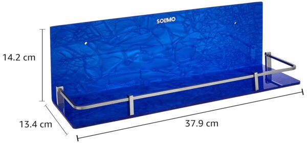 Amazon Brand - Solimo Premium Acrylic Glass Wall-Mount Rack, for Multipurpose use in Bathroom and Kitchen- 1 PC (Blue, 15 x 5.5 Inches, 1 Pc) - Image 3