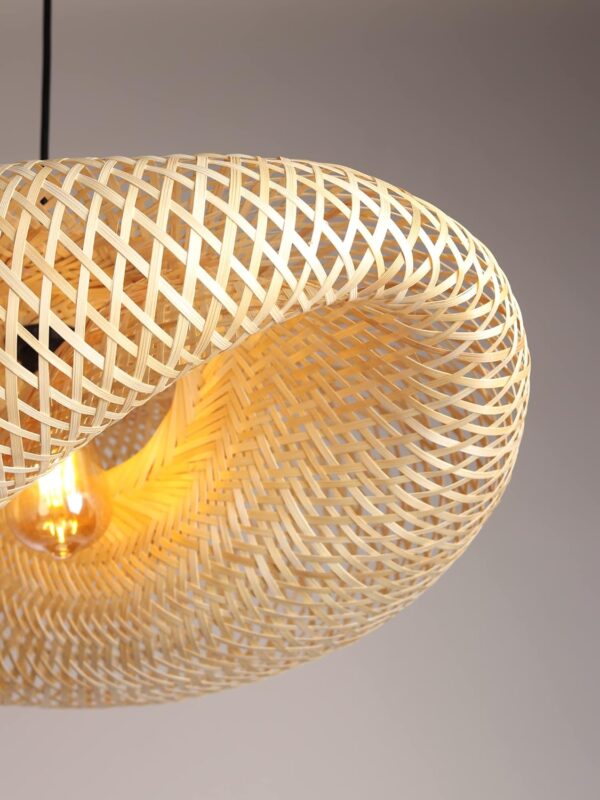 Habere India-All the Cultures Fabricating India Bamboo Lampshade | Bamboo Pendant Lights | Boho Lampshade | Cane Lampshade | Rattan Lamp Shade | Wicker Lamps (Length 60 CM, Width 41 CM, Height 22 CM) - Image 3