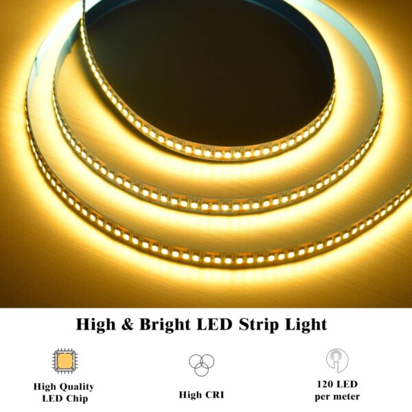 Forus LED Strip Light 5 Meter - Yellow, 2 Years Warranty, High Brightness & Lumens, Flexible Tape for Diwali, Christmas & New Year | Indoor Lighting for Home, Office, Bar, Kitchen, Bedroom -1 PC - Image 3