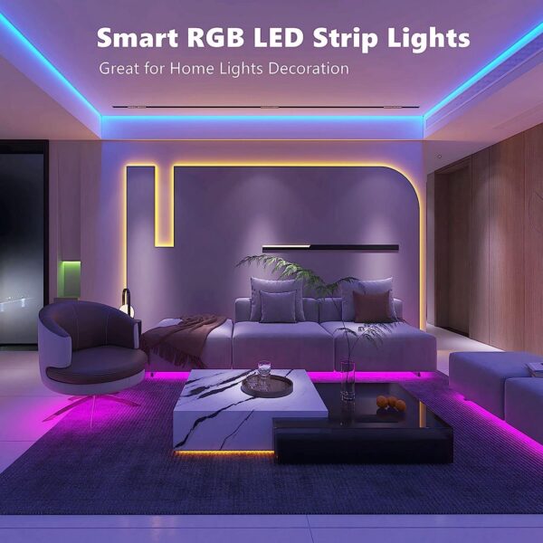 FLYNGO 5 Meter 5050 LED Strip Lights, 300 Led RGB Strip Light with Adaptor, Operated with 16 Modes Remote Controller Multicolor LED Lights for Home Decoration, Diwali, Ceiling, TV (RBG) - Image 4