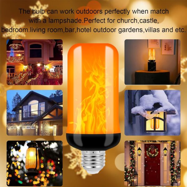 ASHASHA LED Flame Light Bulb, 4 Modes Flickering Fire Light Bulb with Upside Down Effect, Flame Bulb for Diwali, Halloween, Christmas, Party, Home Indoor Outdoor Lighting (Orange) - Image 4