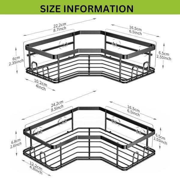 Boniry Corner Shelf for Bathroom | Without Drill Self Adhesive Bathroom Shelf | Compact Design Bathroom Corner Shelf with Easy Installation | Ideal for Bathroom Accessories (X-Large 2 Pcs Corner) - Image 2