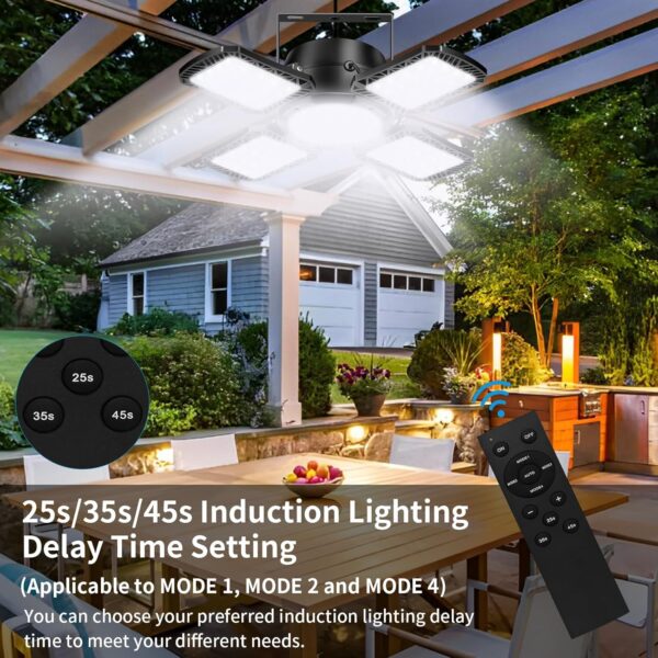 Aqonsie Solar Shed Light Outdoor Indoor, 176LED Solar Powered Motion Sensor Pendant Light Daytime Available, Solar Indoor Lights with 5 Lighting Modes & Remote for Shed Gazebo Barn Garage Home - Image 5