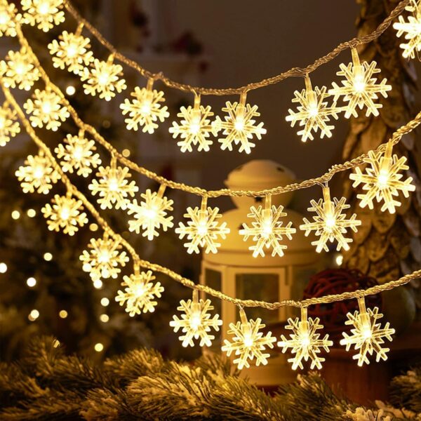 PESCA Snow Flake String Lights for Indoor Outdoor Decoration Diwali Light for Party Birthday Diwali Christmas Navratri Valentine Gift Home Decoration Light (6 Meter 30 LED, Warm White)